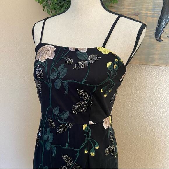 NWOT Lulus Rue Black Floral Embroidered Sequin Bodycon Mini Dress - Picture 2 of 10
